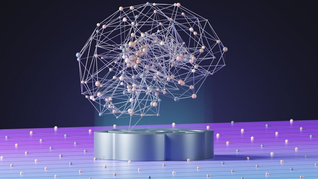 Next-generation AI models represented by an abstract network of connected data points