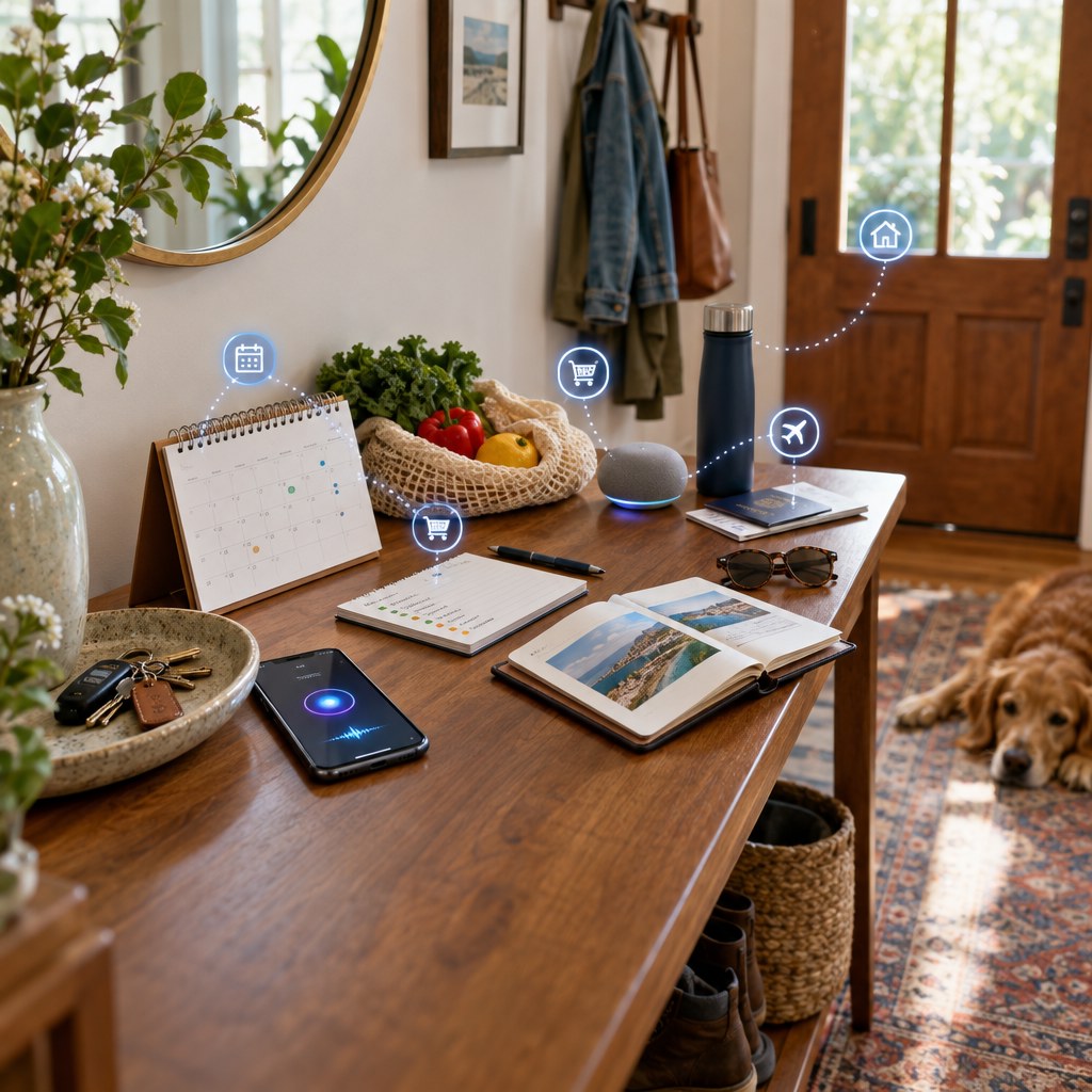 Everyday AI assistant coordinating personal tasks, schedules and household organization