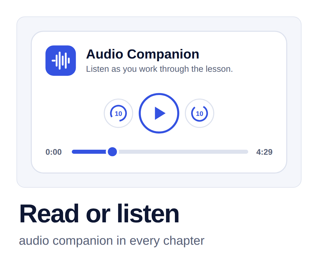 Read or listen: audio companion in every chapter