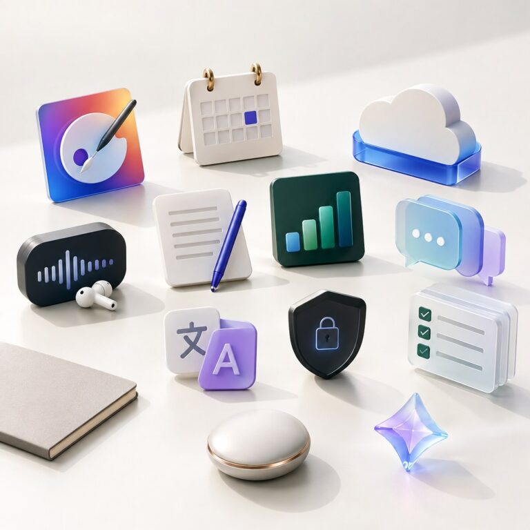 Curated AI apps and software represented as refined digital tools for everyday work